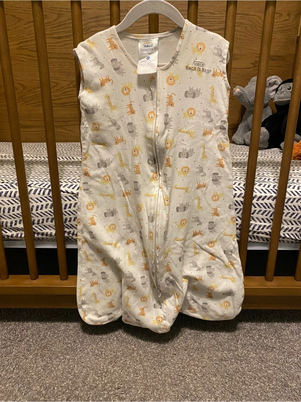 HALO Sleep Sack - White with Yellow & Gray Animal Print